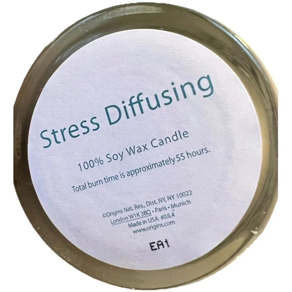 Origins Stress Diffusing Soy Candle 9oz Peppermint Basil Vanilla‎ 55 Hours Burn